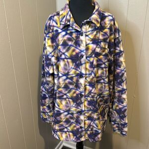 New Girl Order muted mosaic pattern button front soft fleece shacket. New Size 6
